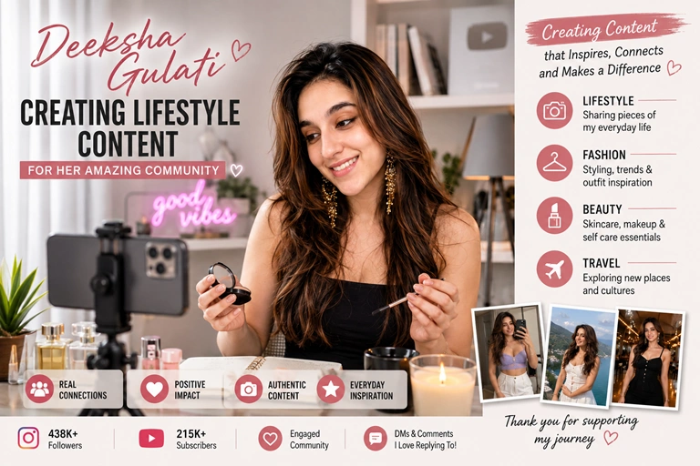 Deeksha Gulati creating lifestyle content for her audience