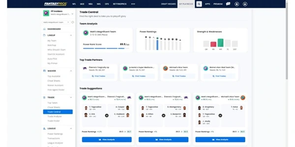 FantasyPros draft wizard and rankings tool 