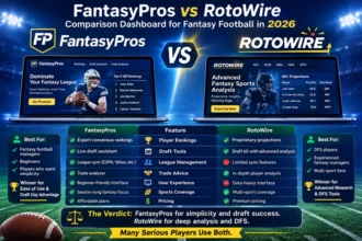 FantasyPros vs RotoWire comparison dashboard for fantasy football in 2026