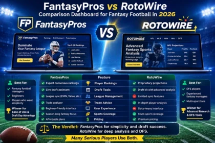 FantasyPros vs RotoWire comparison dashboard for fantasy football in 2026