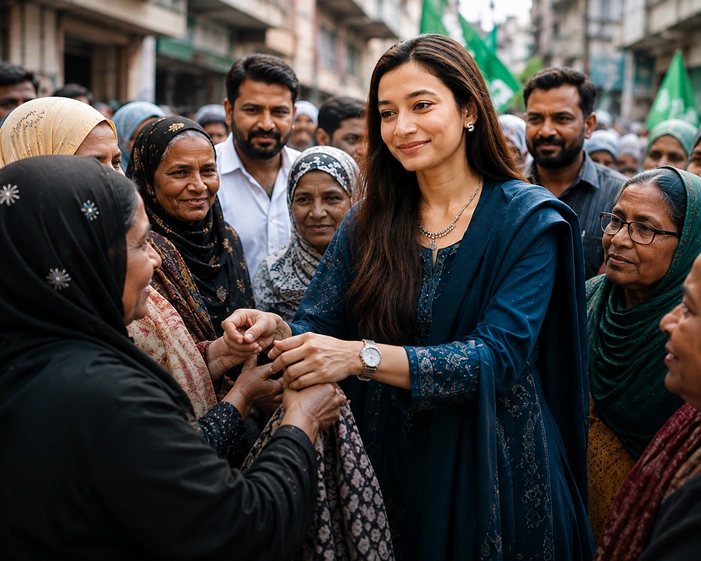 Sahar Shaikh with supporters in Mumbra during community outreach