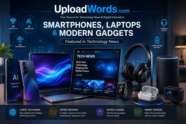 UploadWords.com Smartphones laptops and modern gadgets featured in technology news