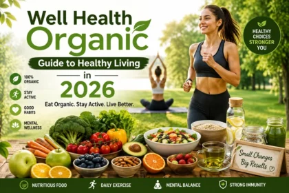 Well Health Organic guide to healthy living in 2026 with nutritious foods and active lifestyle