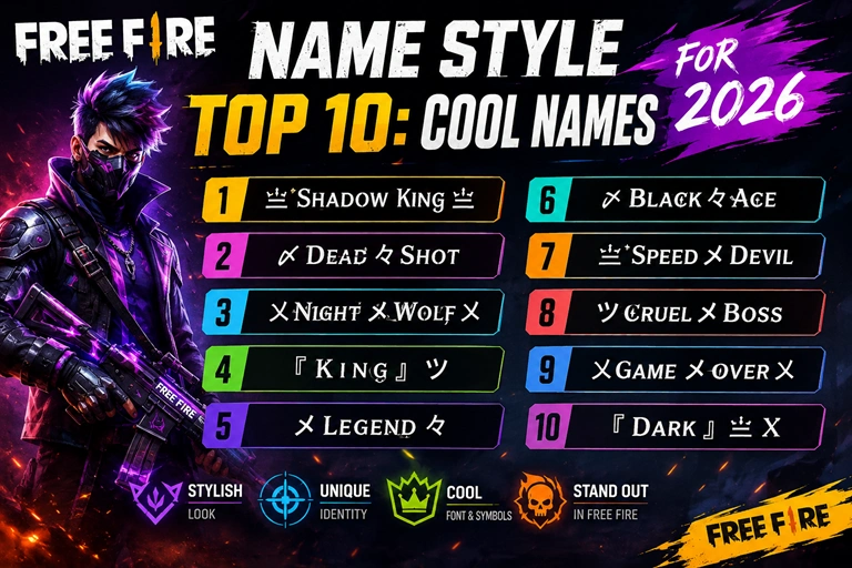 Free Fire Name Style Top 10 Cool Names for 2026